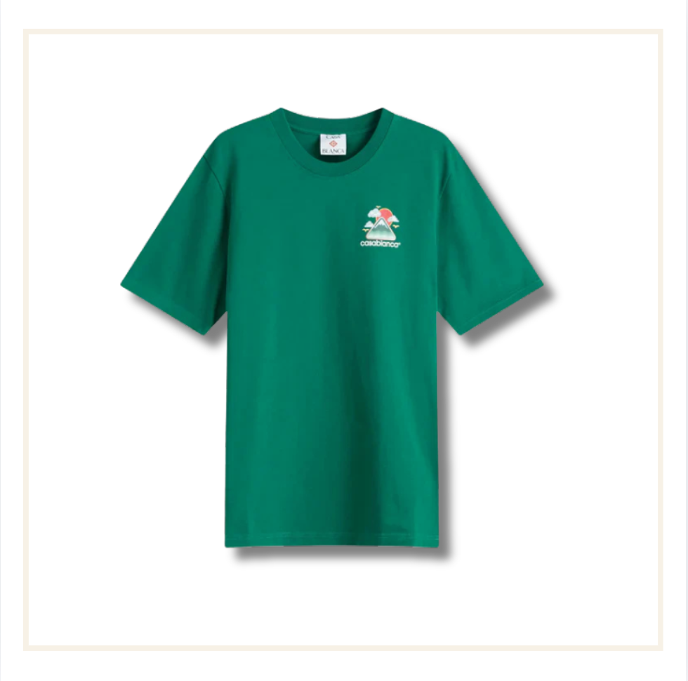 Casablanca Montagne Ondulee Screen Printed Green Jersey T-Shirt