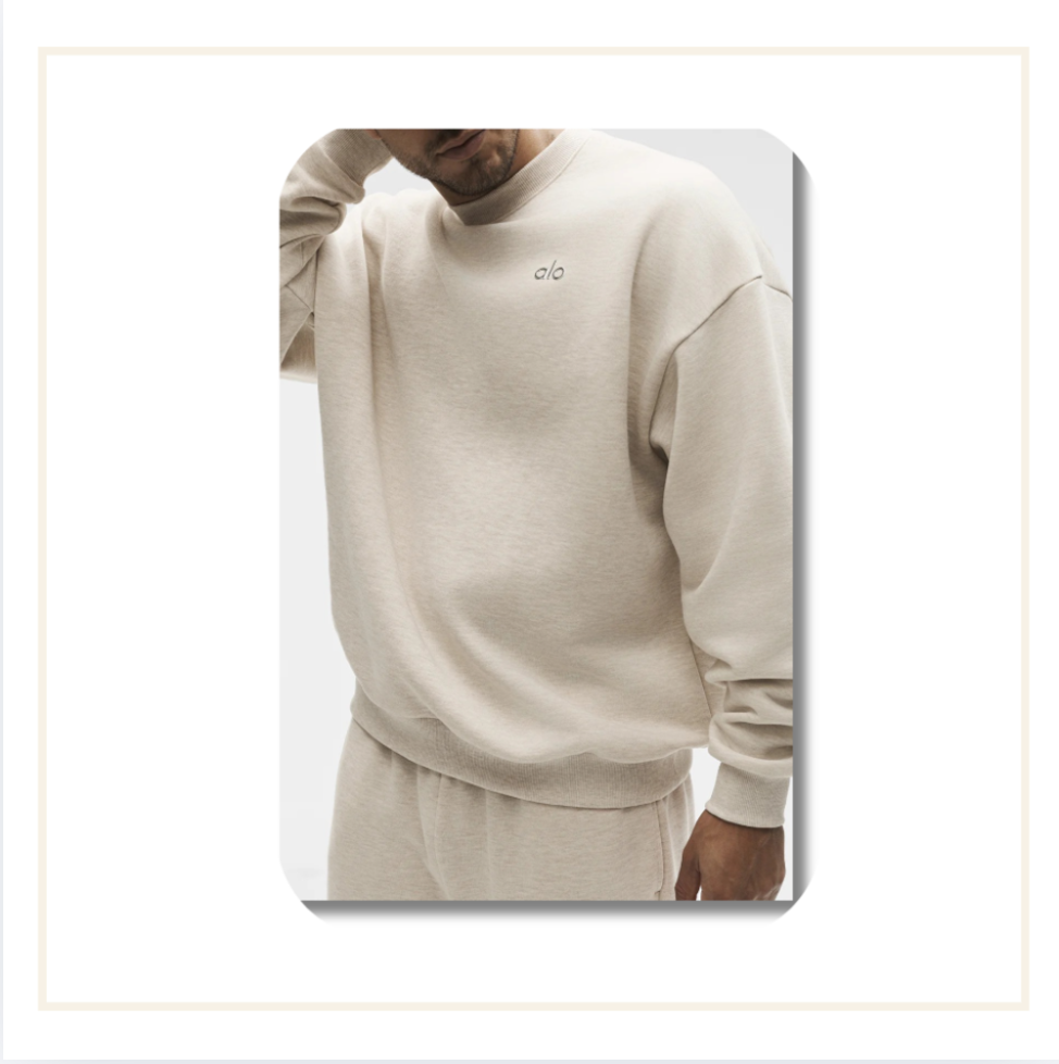Alo Accolade Crew Neck Pullover Heather Oatmeal