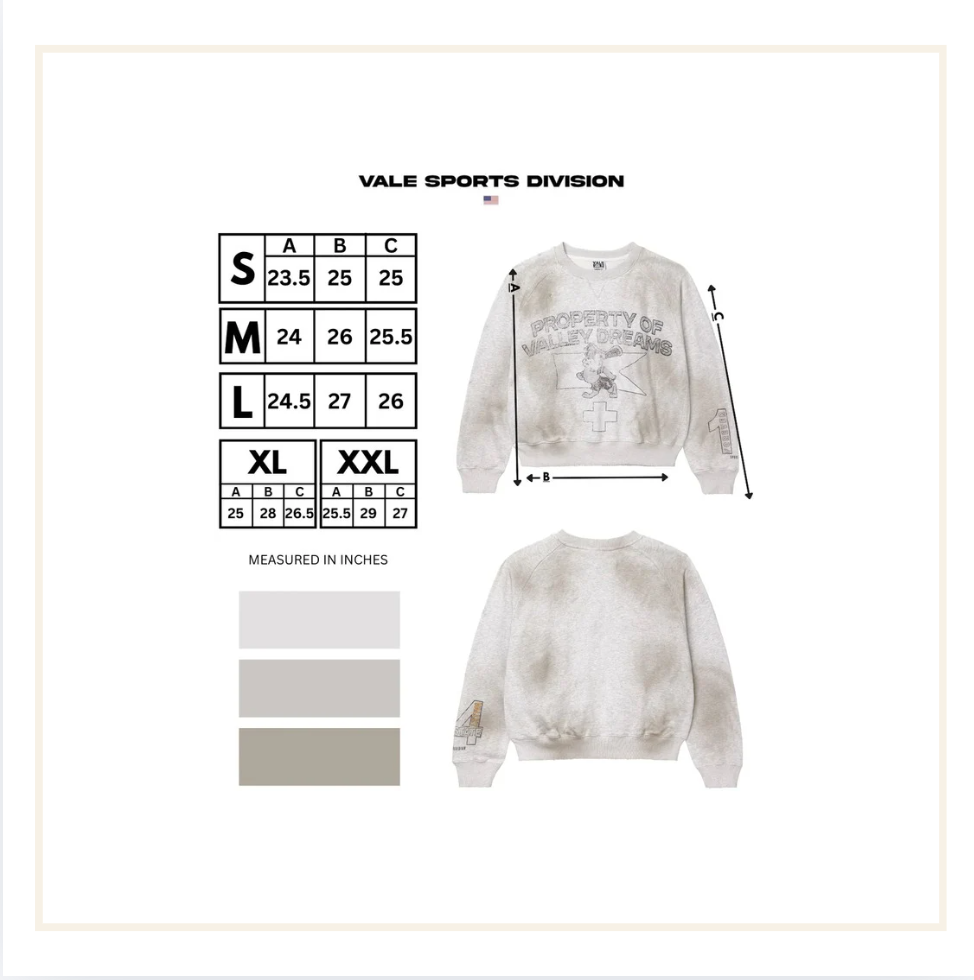 Vale Forever Valley Dreams Prison Break Dest Light Grey Sweatshirt