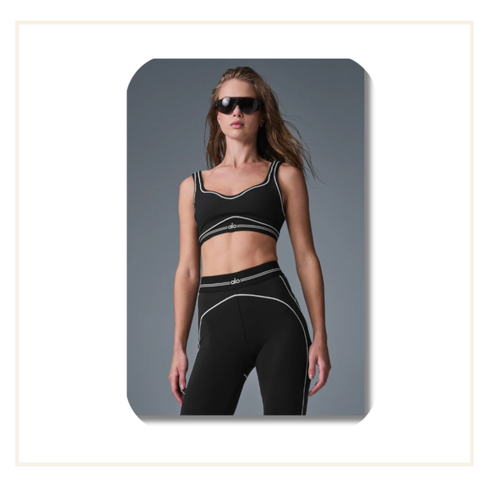 ALO Airbrush Heart Throb Bra Black White