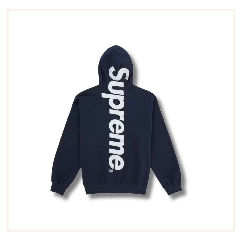 Supreme Satin Applique Hooded Sweatshirt & Sweatpant (FW26) Navy (Set)