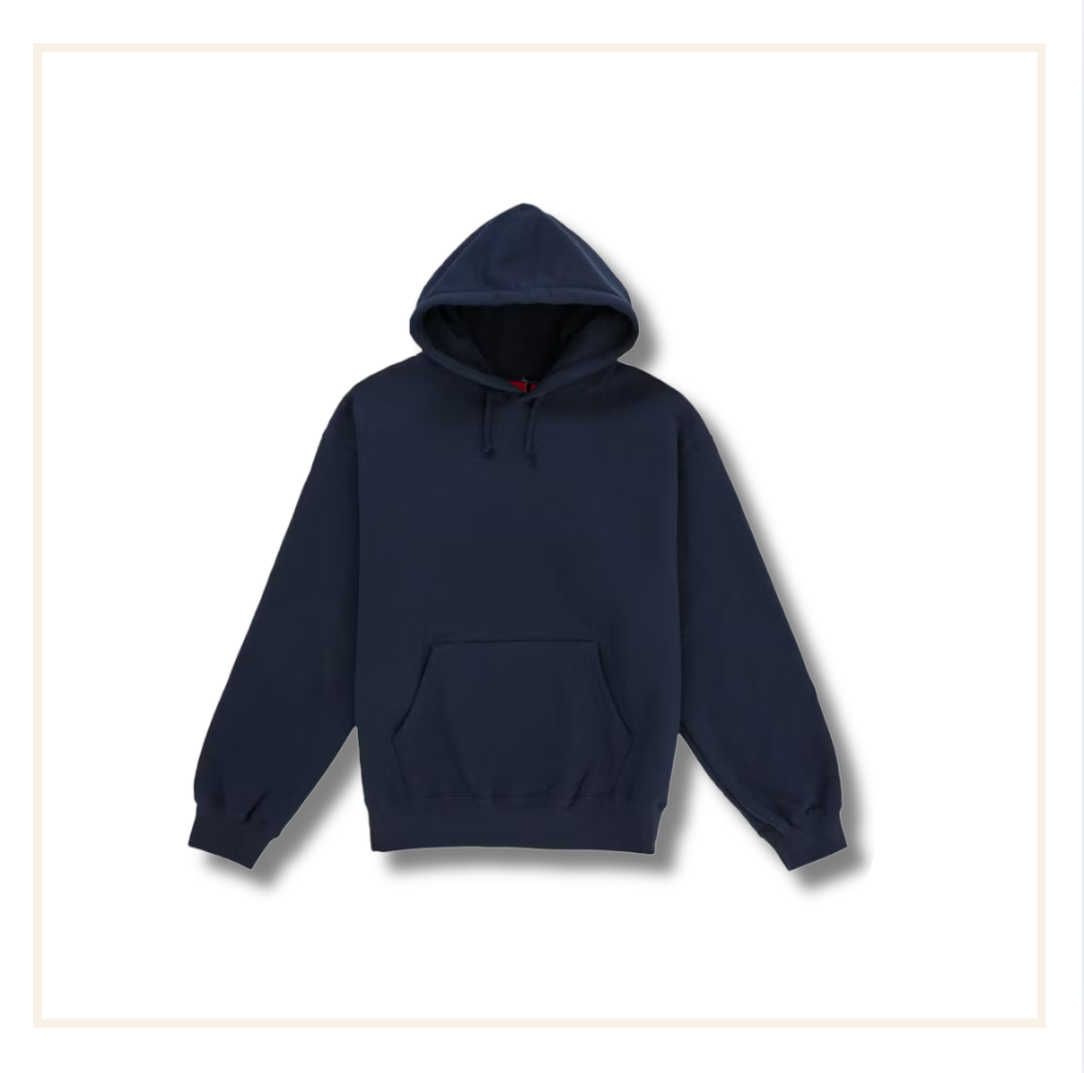 Supreme Satin Applique Hooded Sweatshirt & Sweatpant (FW26) Navy (Set)