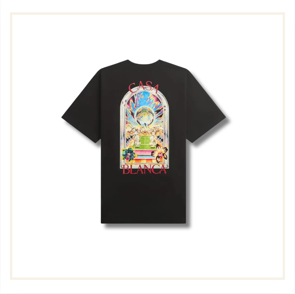 Casablanca Jersey Tennis Landscape T-Shirt Black
