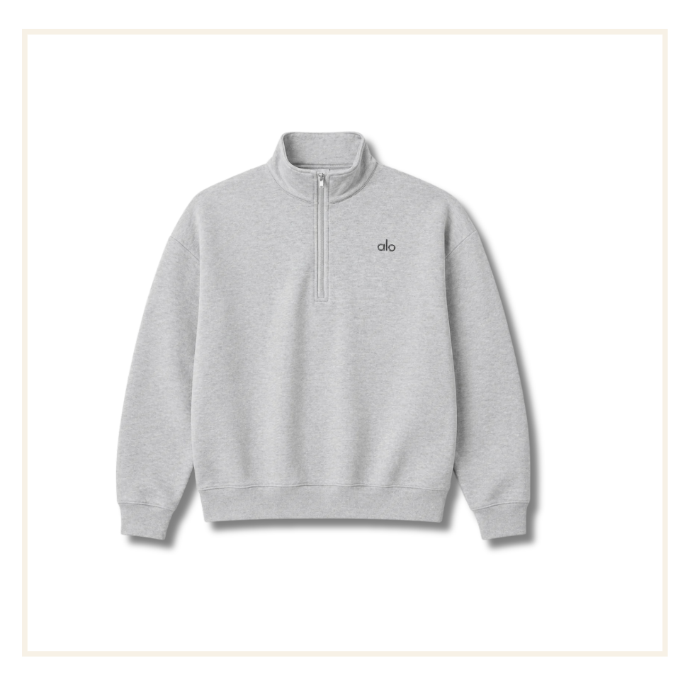 ALO Accolade Quarter Zip Pullover Athletic Heather Grey