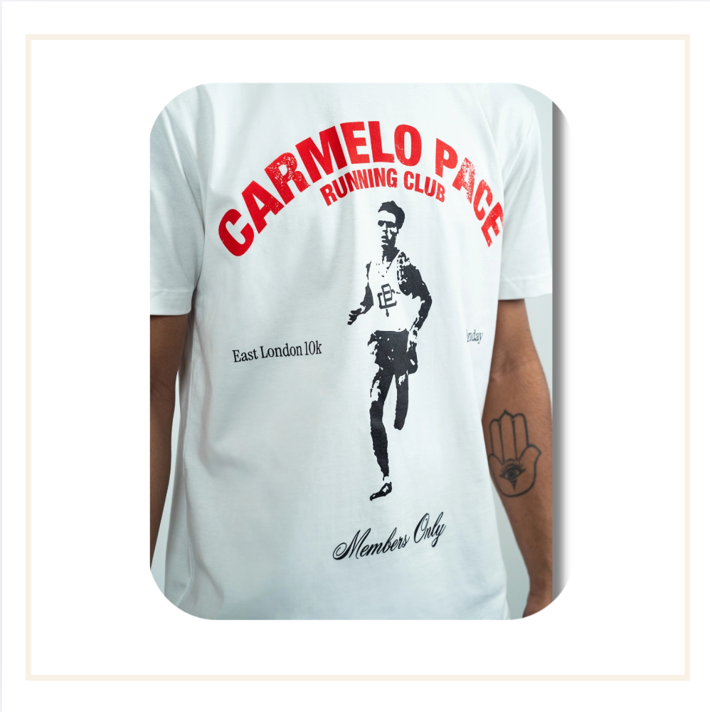 Carmelo Pace Running Members Club T-Shirt White/Red