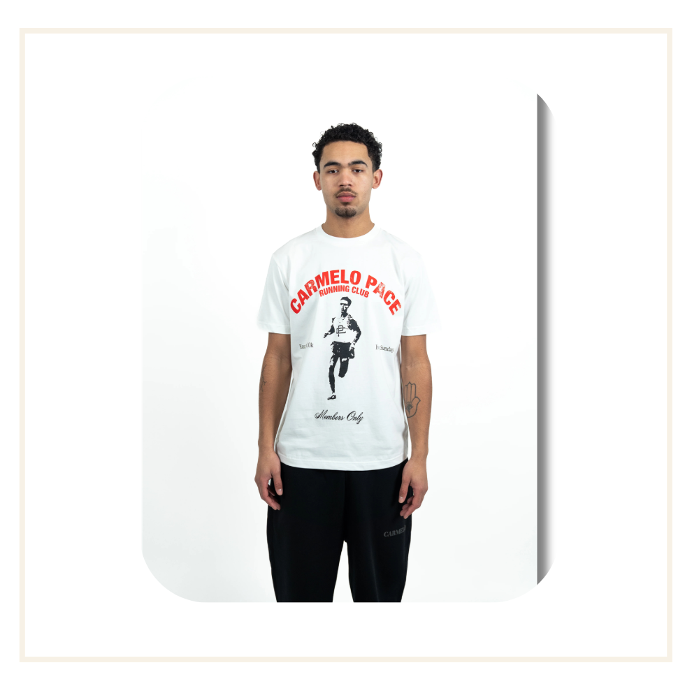 Carmelo Pace Running Members Club T-Shirt White/Red