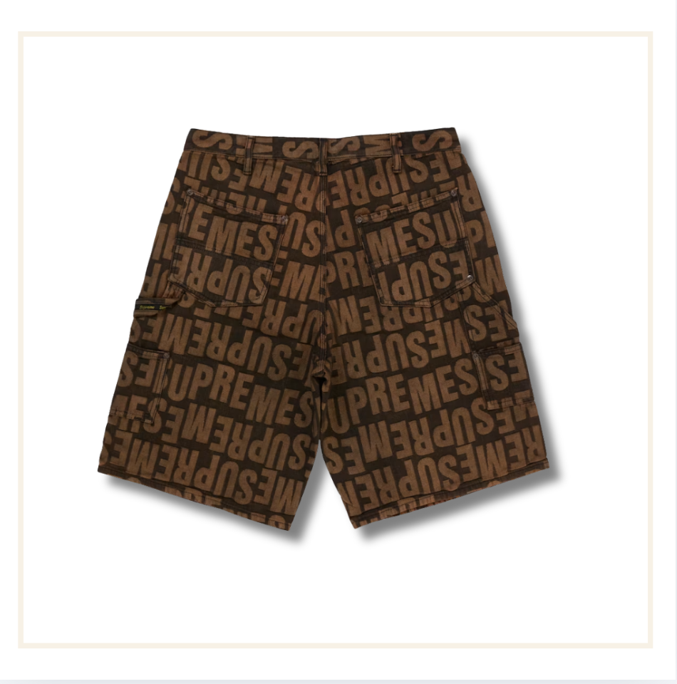 Supreme Repeat Jacquard Double Knee Denim Short Dark Brown