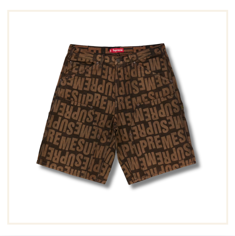 Supreme Repeat Jacquard Double Knee Denim Short Dark Brown