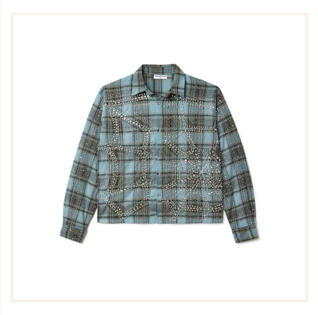 Vale Forever Rhinestone Flannel Blue