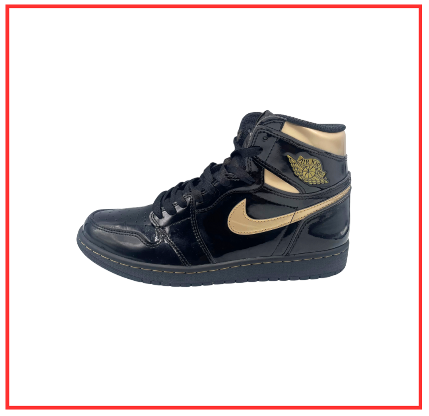 Air Jordan 1 Retro High Black Patent Gold (Preloved) UK 7.5
