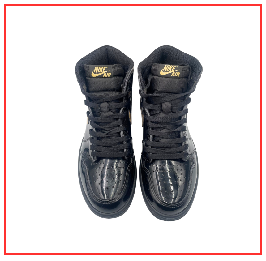Air Jordan 1 Retro High Black Patent Gold (Preloved) UK 7.5