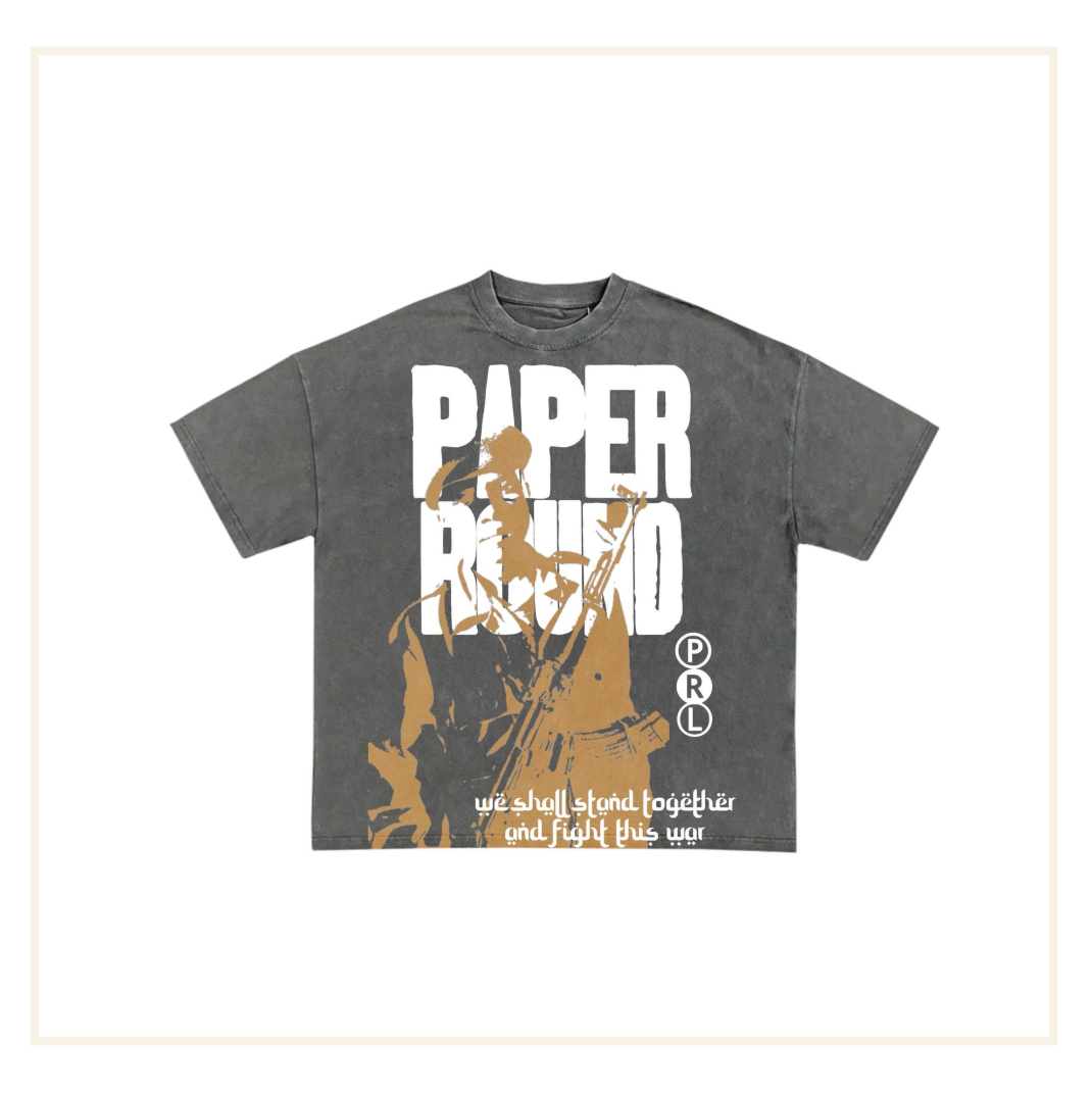 PAPERROUNDLDN GREY WAR TEE