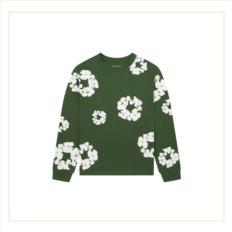 Denim Tears Long Sleeve Cotton Wreath T-shirt Green